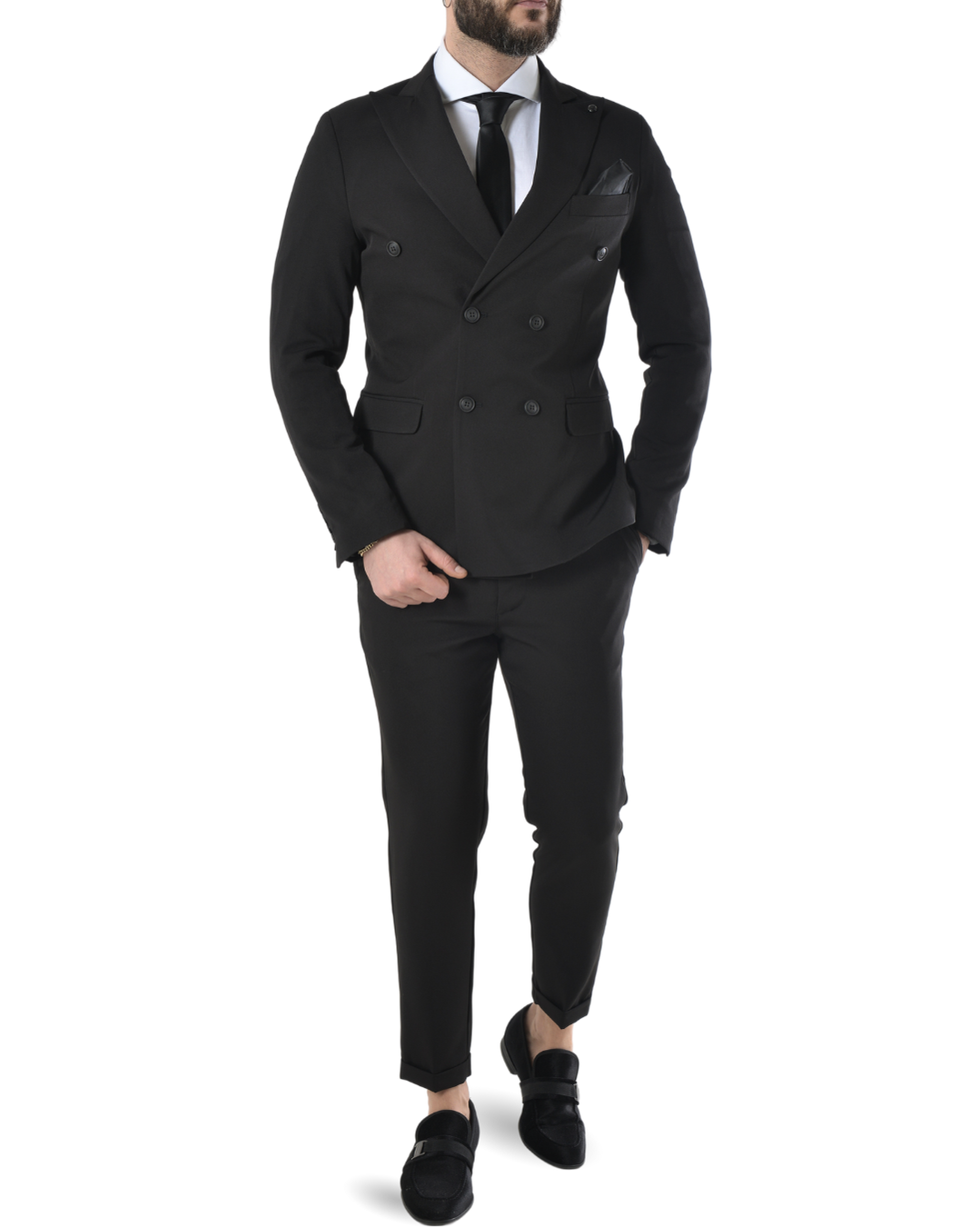 Abito completo doppio petto slim art ve800/ach07 nero