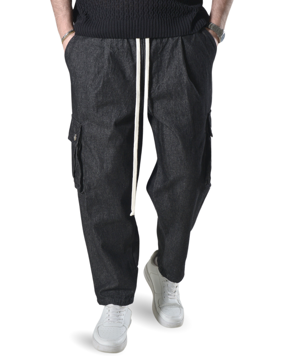 Pantalaccio jeans cargo oversize art 282861p denim scuro