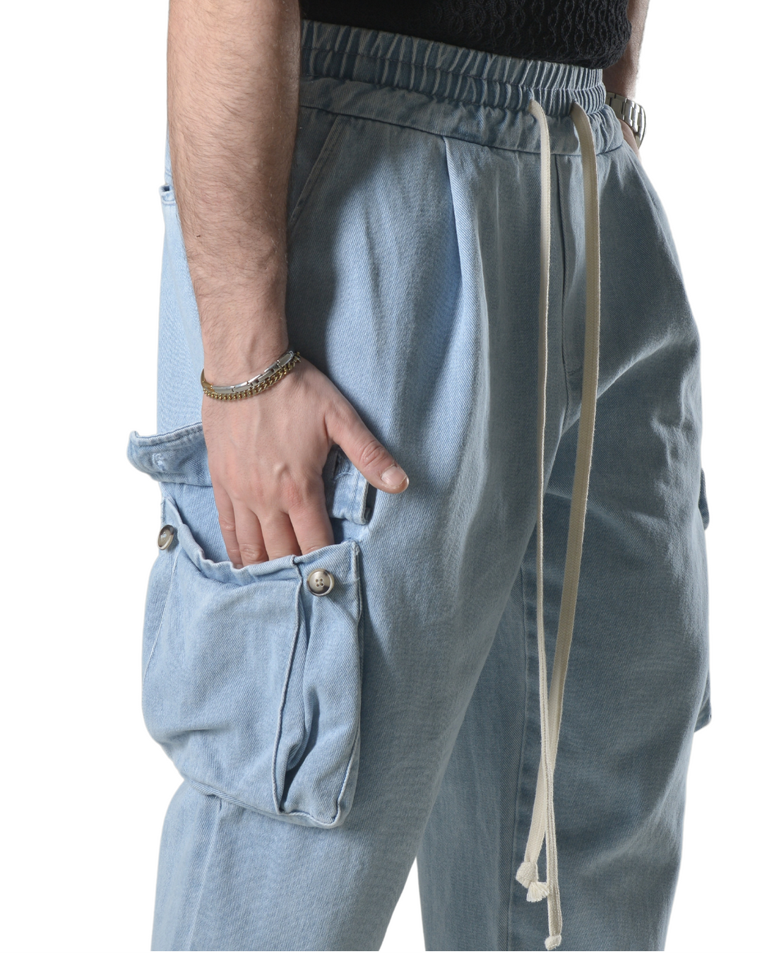 Pantalaccio jeans cargo oversize art 303003p denim chiaro