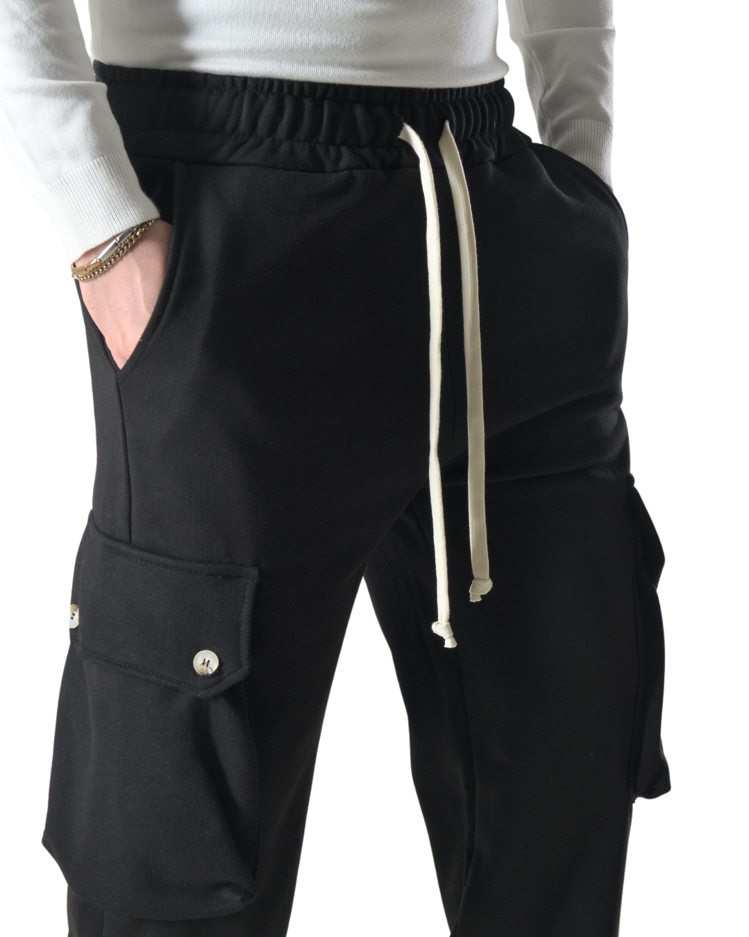 Pantalaccio tuta cargo oversize in cotone art 017301 nero