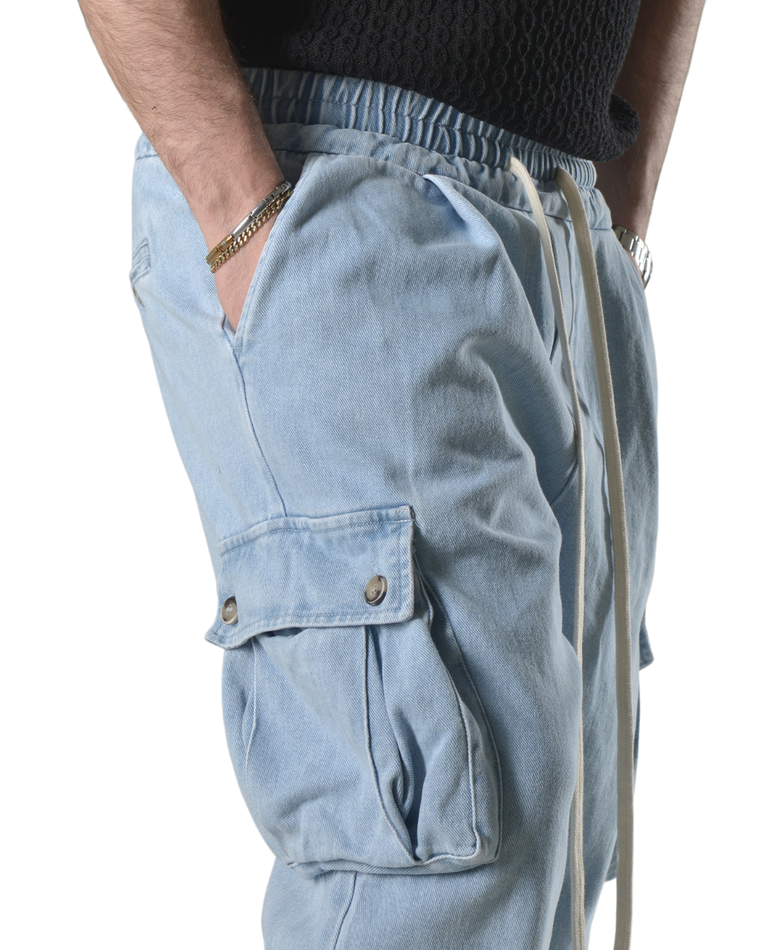 Pantalaccio jeans cargo oversize art 303003p denim chiaro