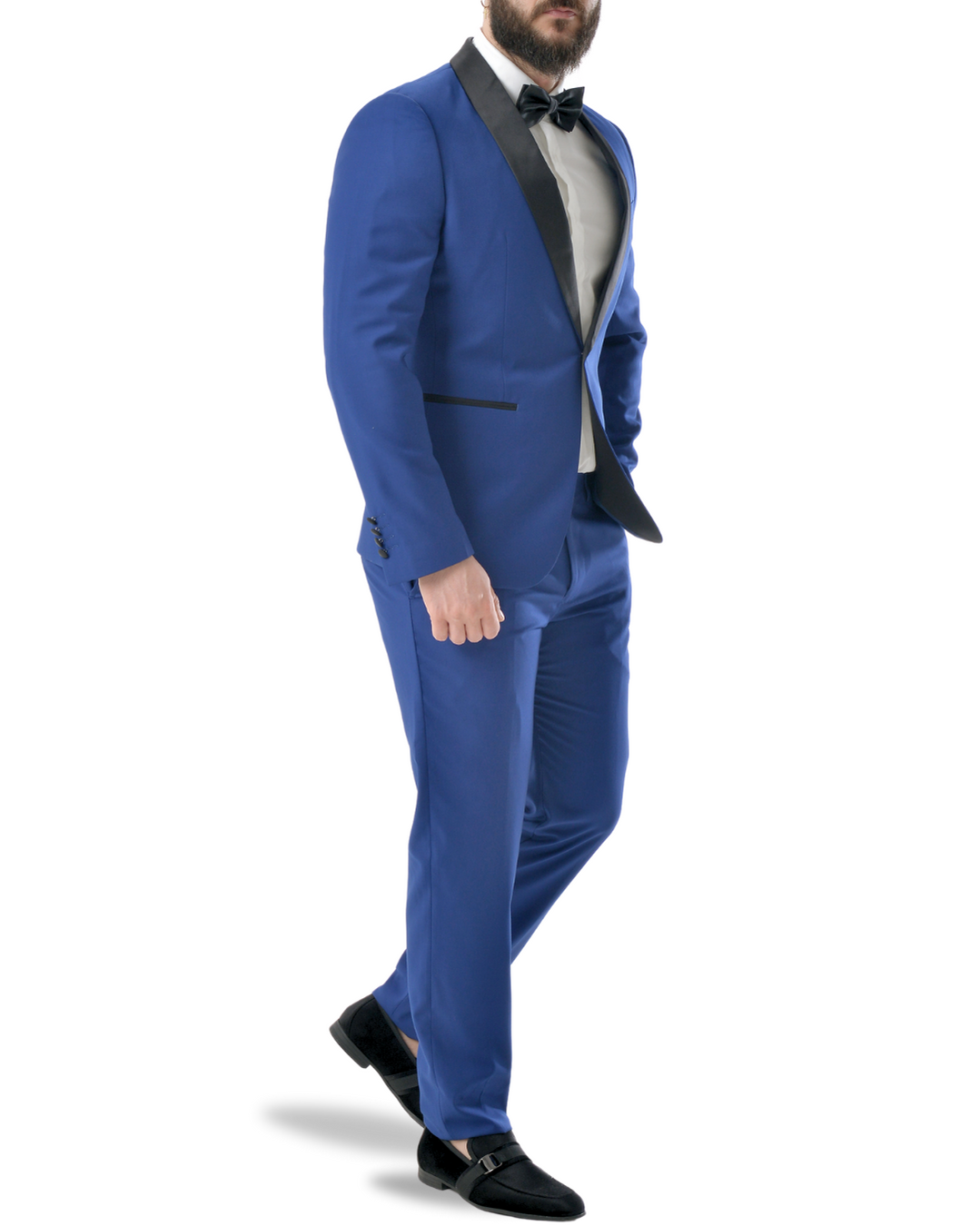 Abito smoking giacca e pantalone azzurro elettrico