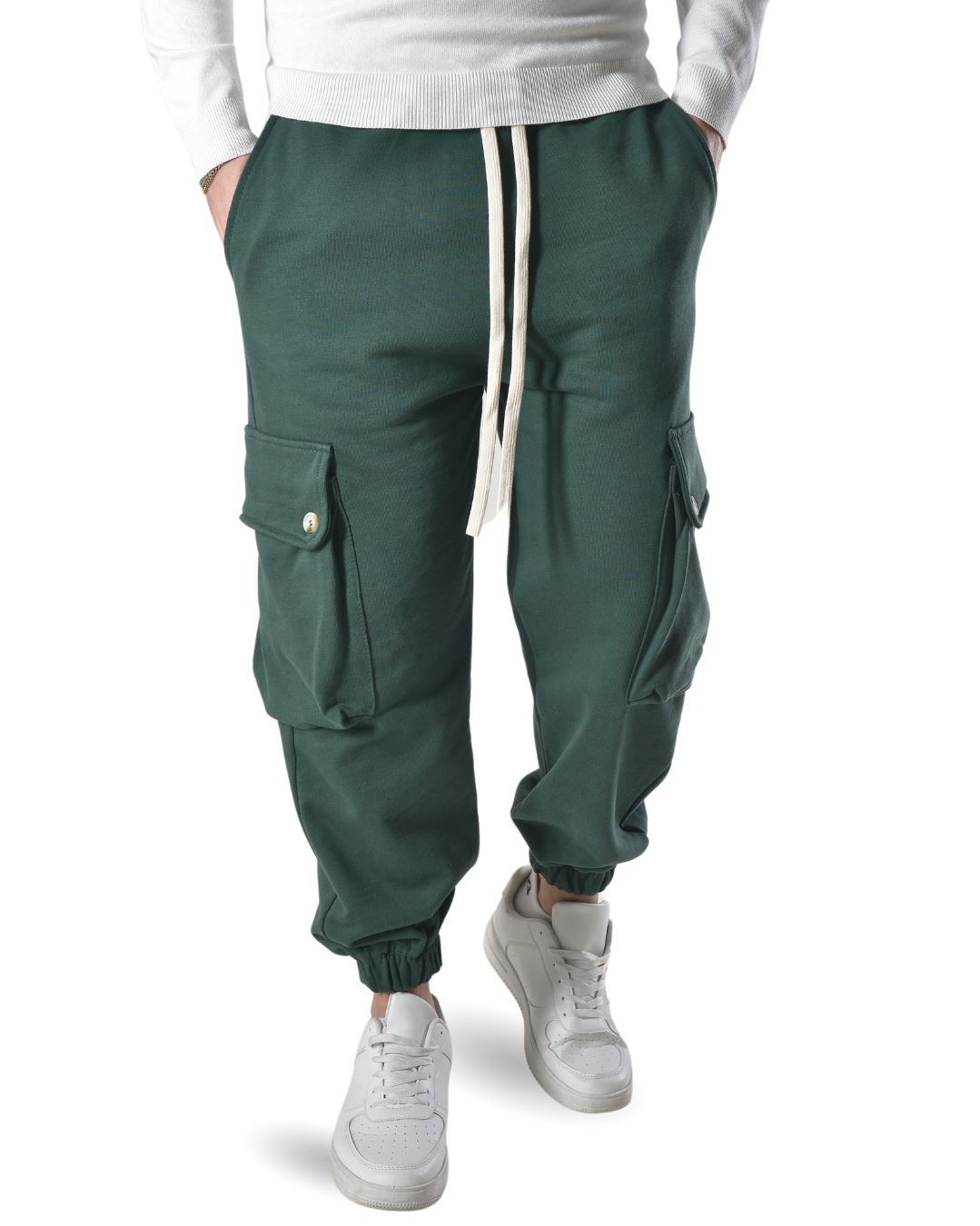Pantalaccio tuta cargo oversize in cotone art 017301 verde