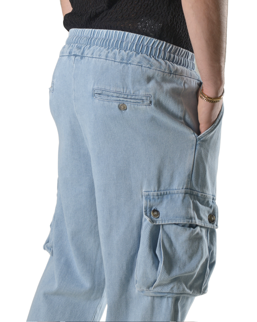Pantalaccio jeans cargo oversize art 303003p denim chiaro