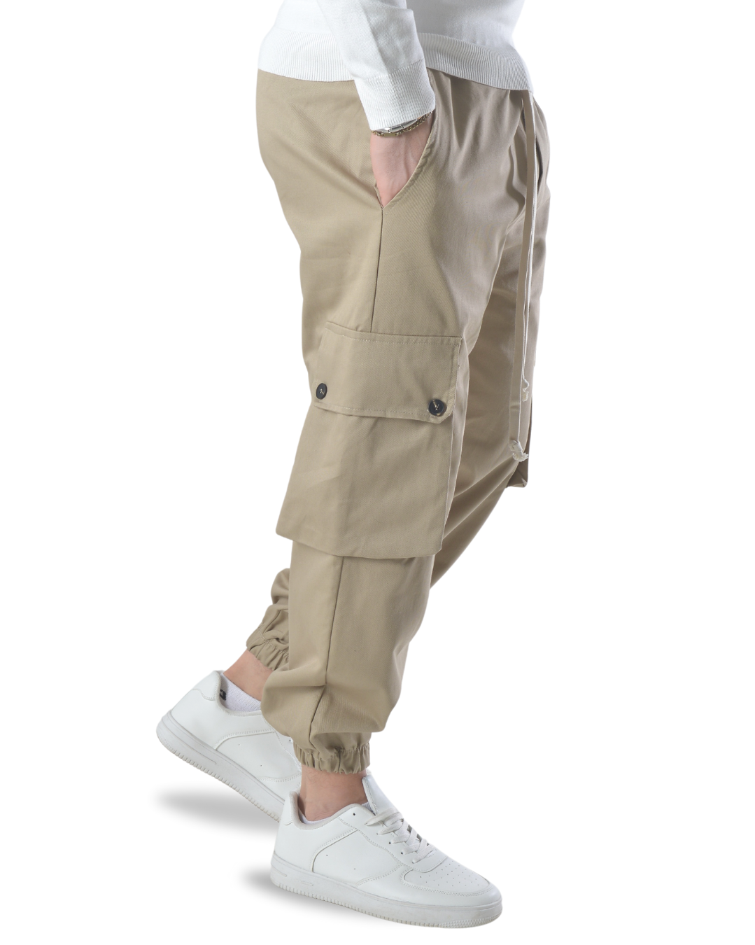 Pantalaccio cargo oversize in tessuto di cotone art 017204 beige scuro