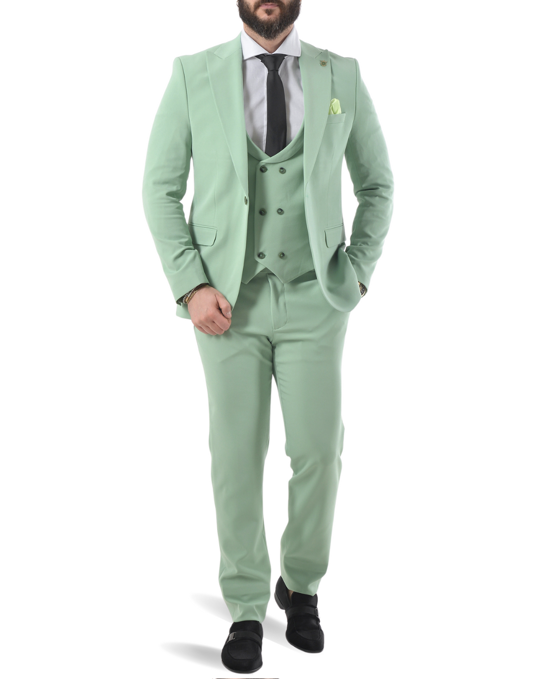 Abito completo con gilet doppio petto art verde chiaro