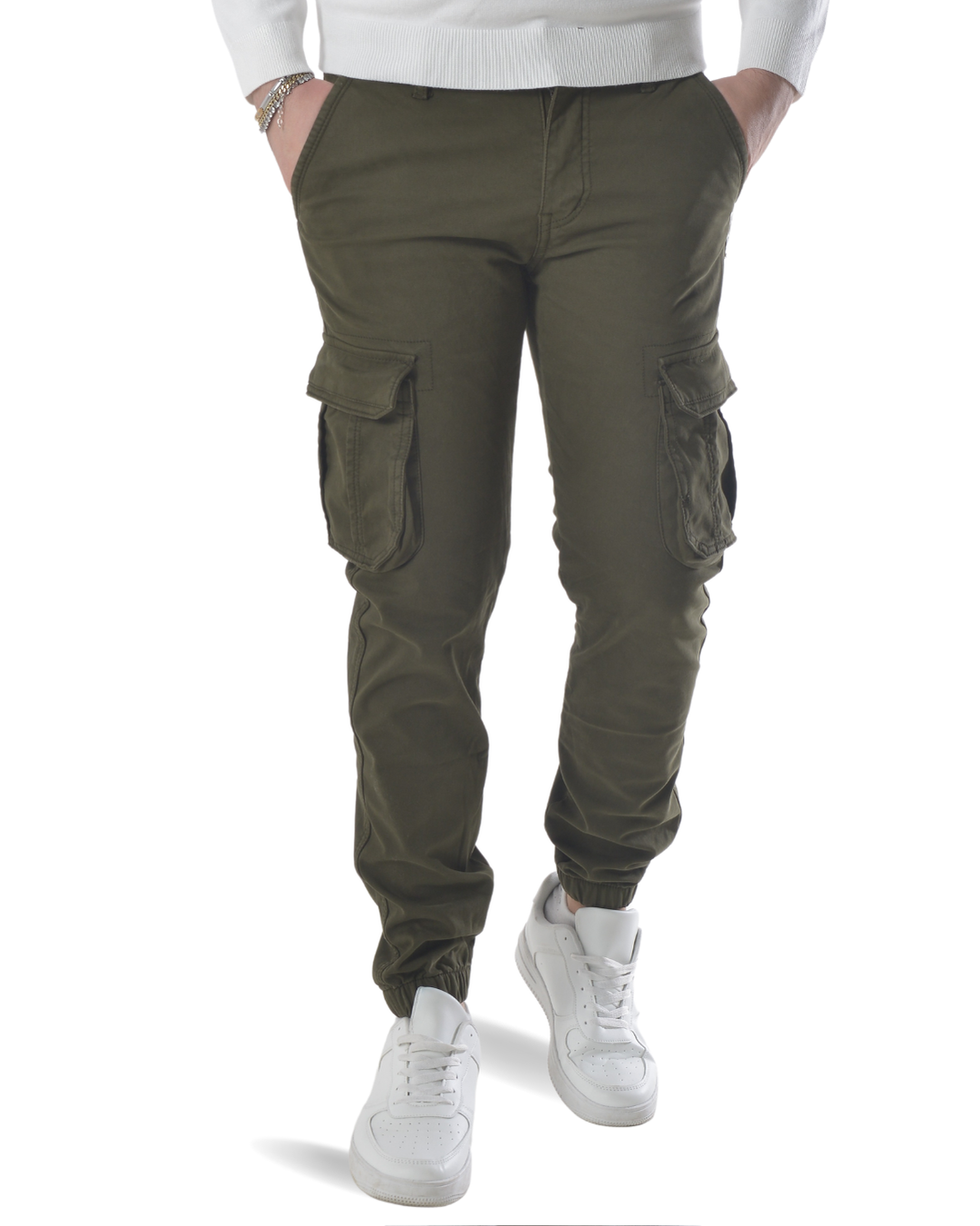 Pantalone cargo felpato internamente art. J732 verde