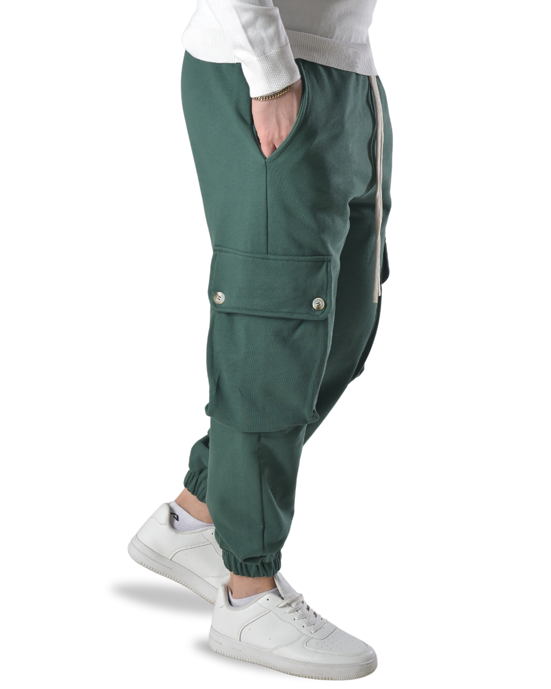 Pantalaccio tuta cargo oversize in cotone art 017301 verde