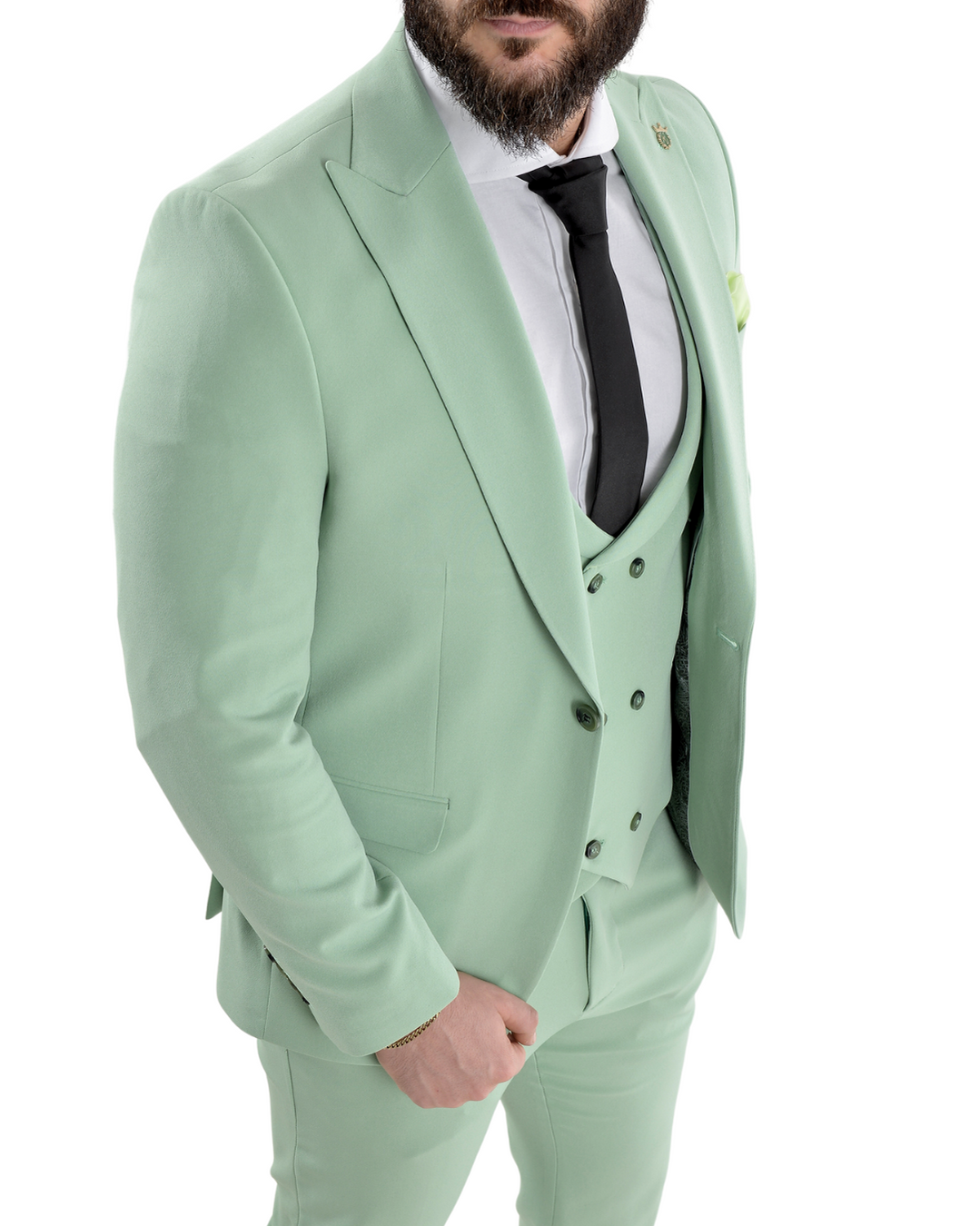 Abito completo con gilet doppio petto art verde chiaro