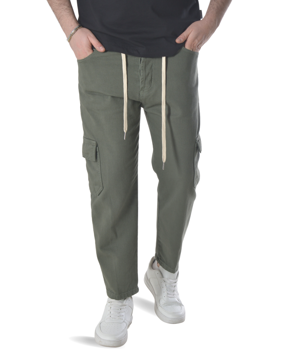 Pantalone cargo art poke loose fit verde militare