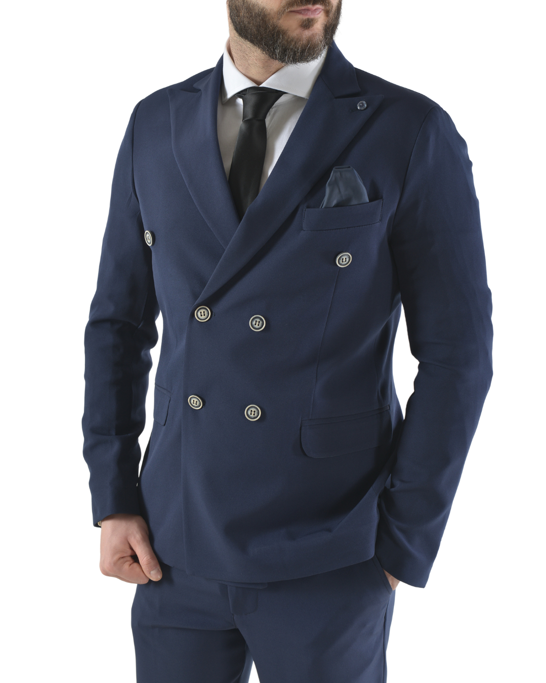 Abito completo doppio petto slim art ve800/ach07 blu scuro