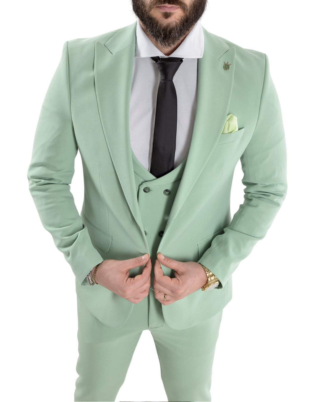 Abito completo con gilet doppio petto art verde chiaro