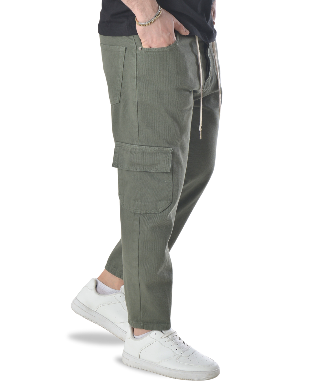 Pantalone cargo art poke loose fit verde militare