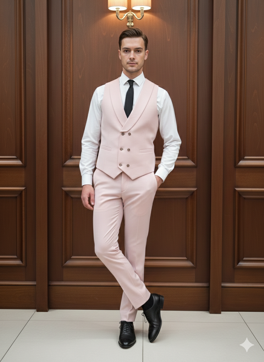 Abito completo elegante con gilet art brh805 rosa