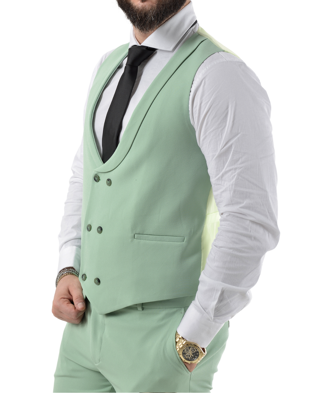 Abito completo con gilet doppio petto art verde chiaro
