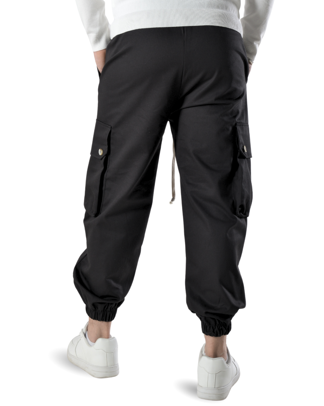 Pantalaccio cargo oversize in tessuto di cotone art 017204 nero
