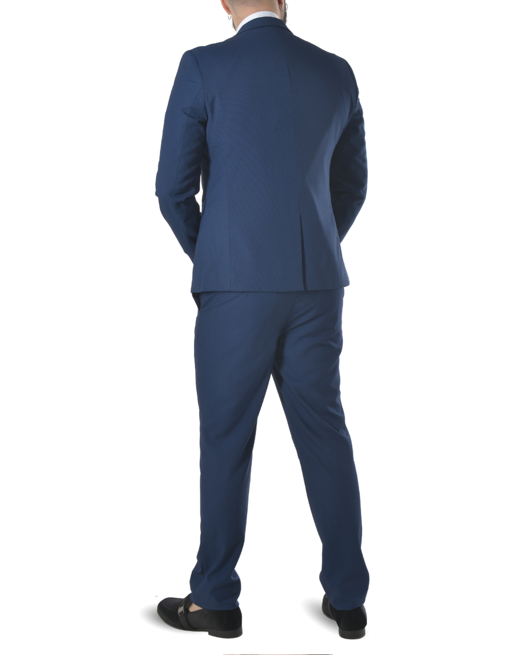 Abito completo elegante con gilet e cravattone art slim blu