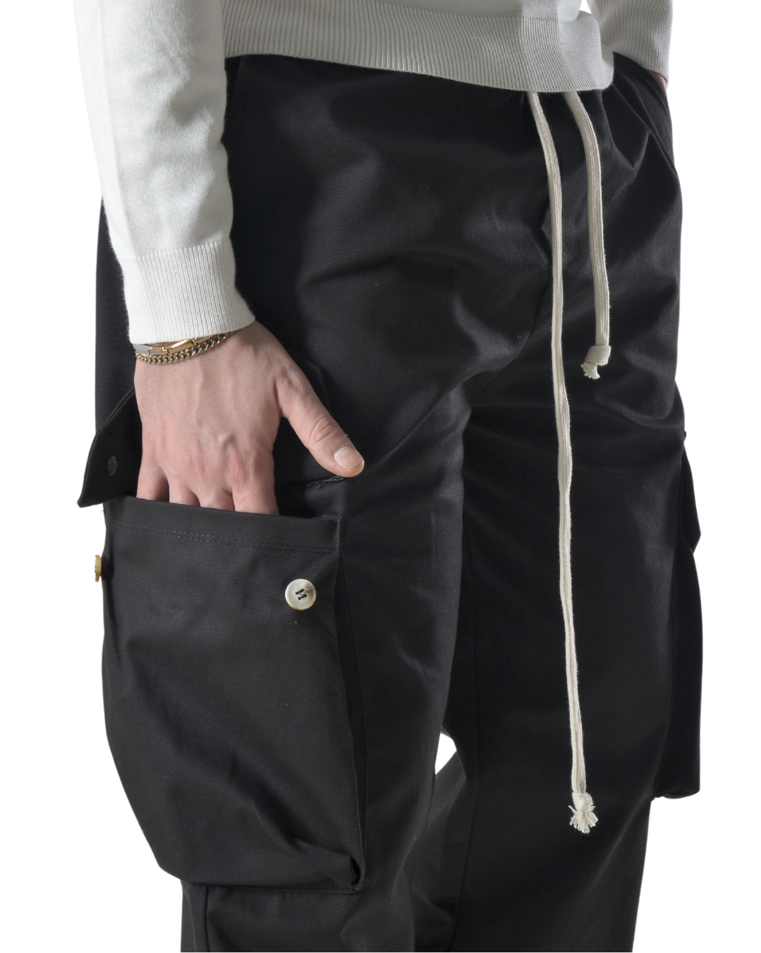 Pantalaccio cargo oversize in tessuto di cotone art 017204 nero