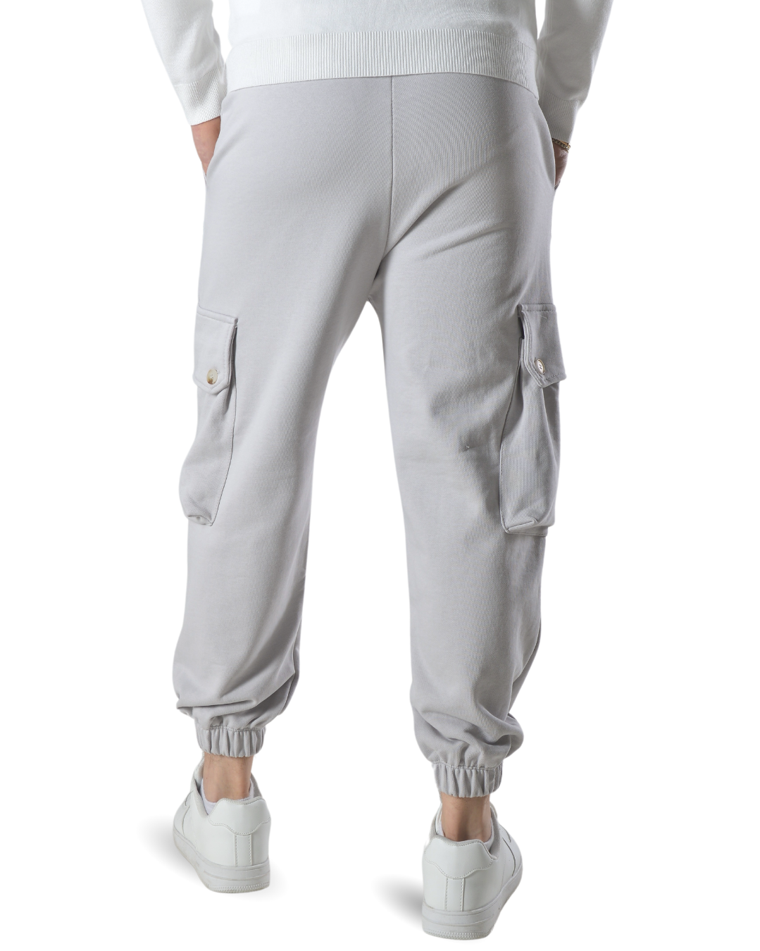 Pantalaccio tuta cargo oversize in cotone art 017301 grigio chiaro