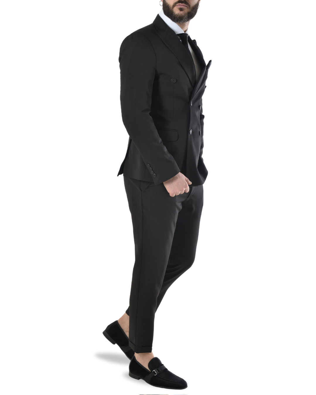 Abito completo doppio petto slim art ve800/ach07 nero