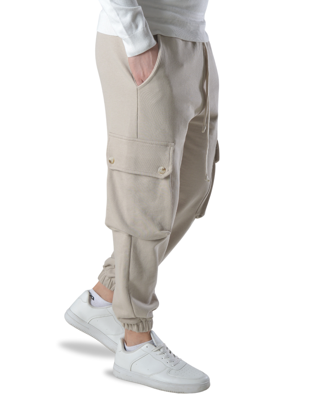 Pantalaccio tuta cargo oversize in cotone art 017301 beige
