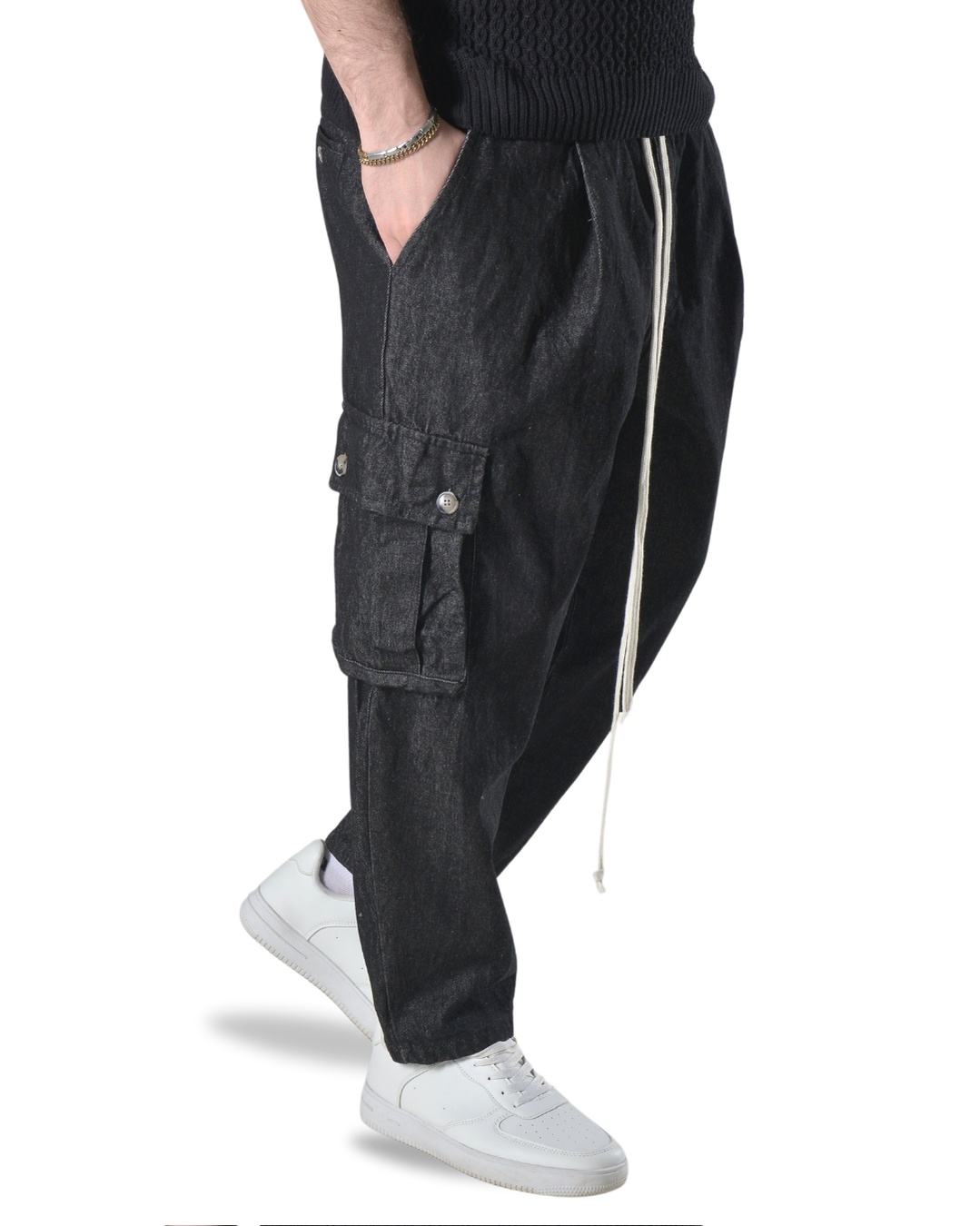 Pantalaccio jeans cargo oversize art 282861p denim scuro