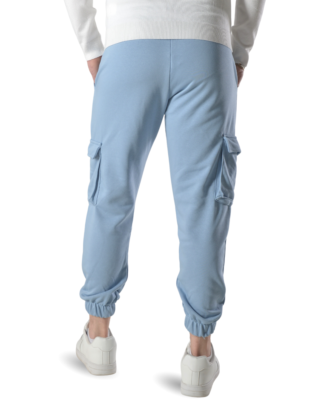 Pantalaccio tuta cargo in cotone art 026 celeste