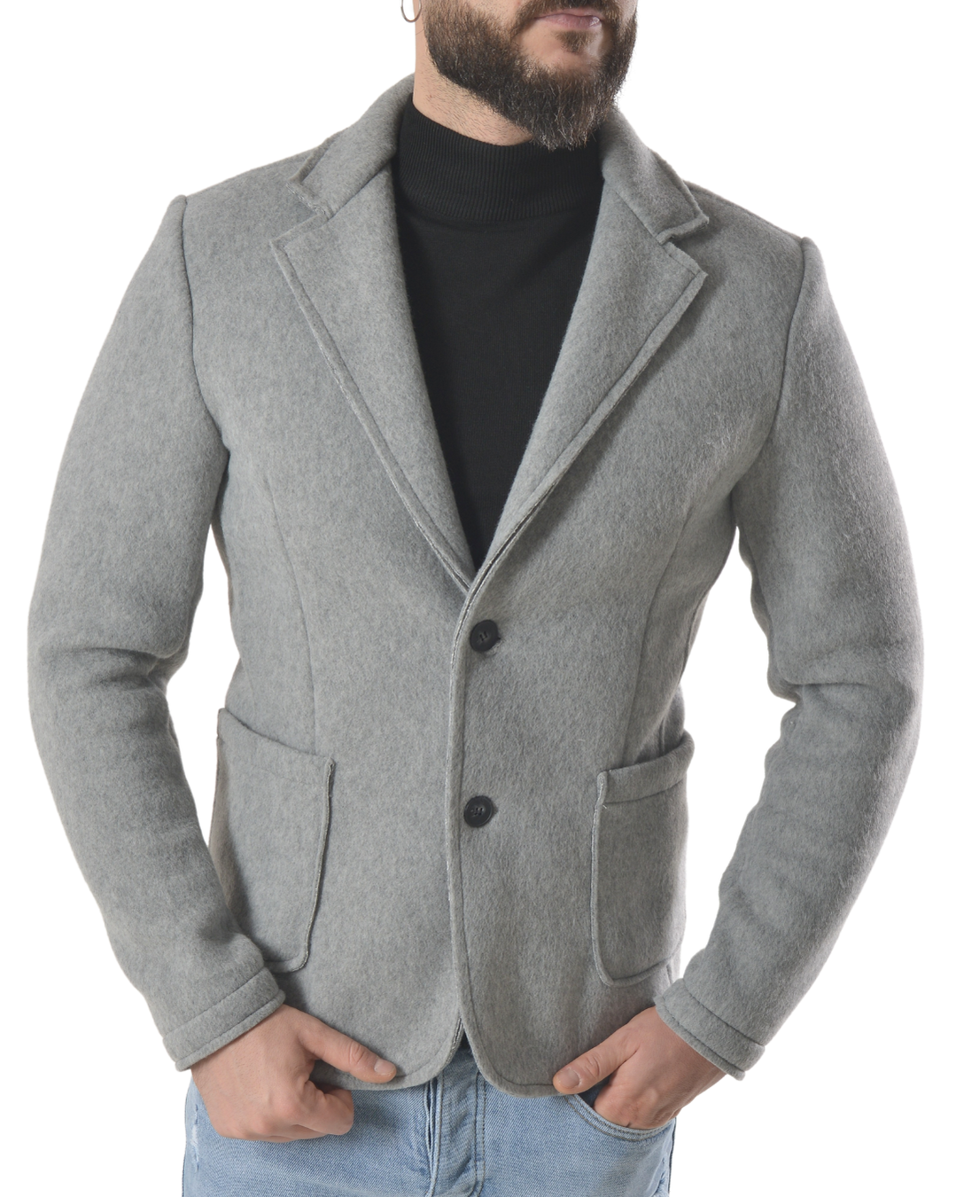Maglia pesante taglio giacca art 16551 grigia chiara