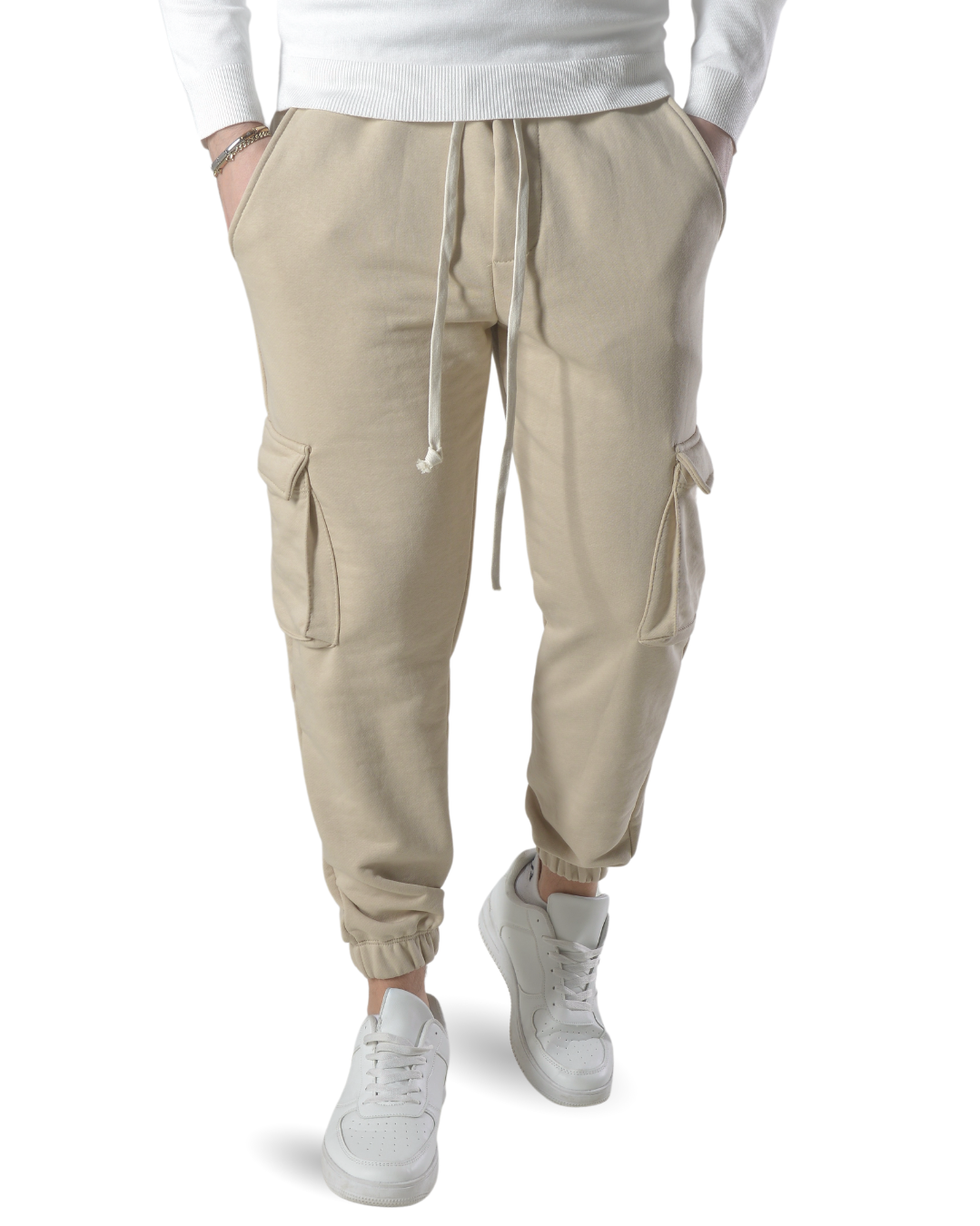 Pantalaccio tuta cargo in cotone art 026 beige