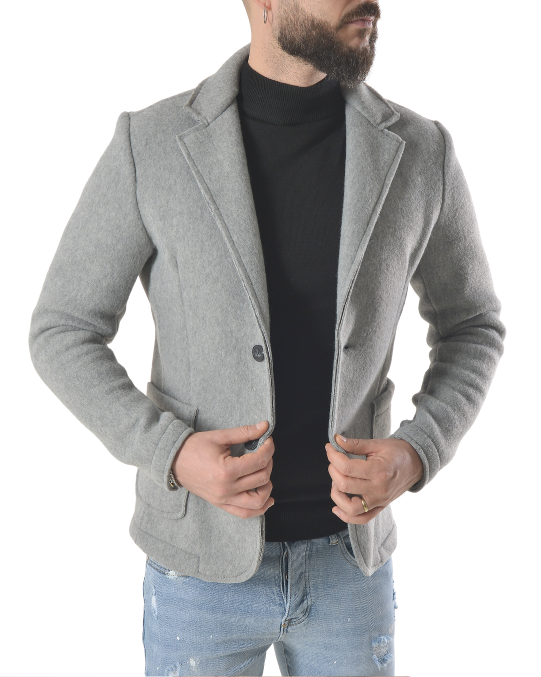 Maglia pesante taglio giacca art 16551 grigia chiara