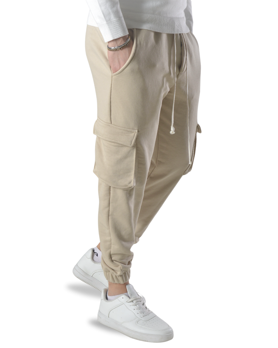 Pantalaccio tuta cargo in cotone art 026 beige