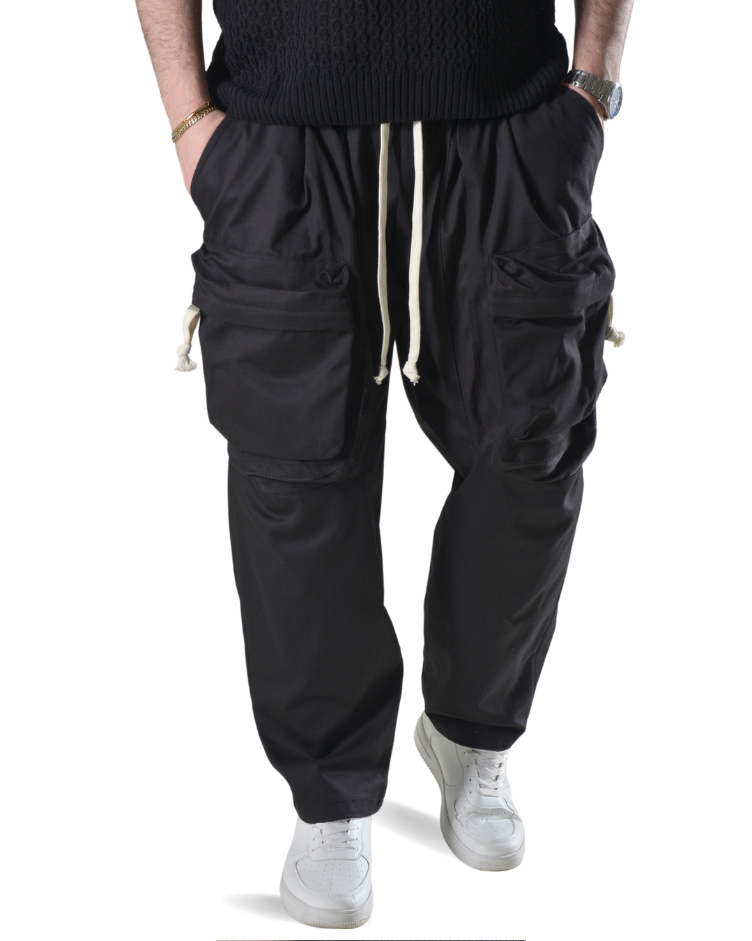 Pantalaccio oversize con tasconi frontali art 017203 nero