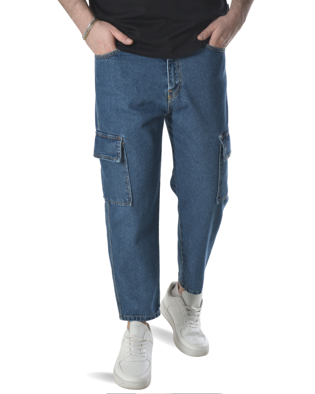 Jeans cargo art ga/2502 loose fit denim blu