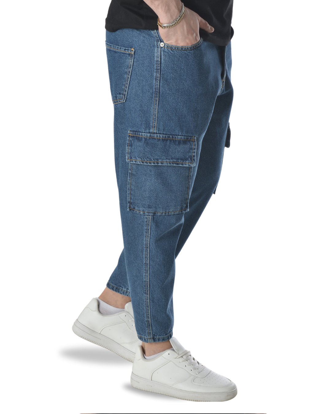 Jeans cargo art ga/2502 loose fit denim blu