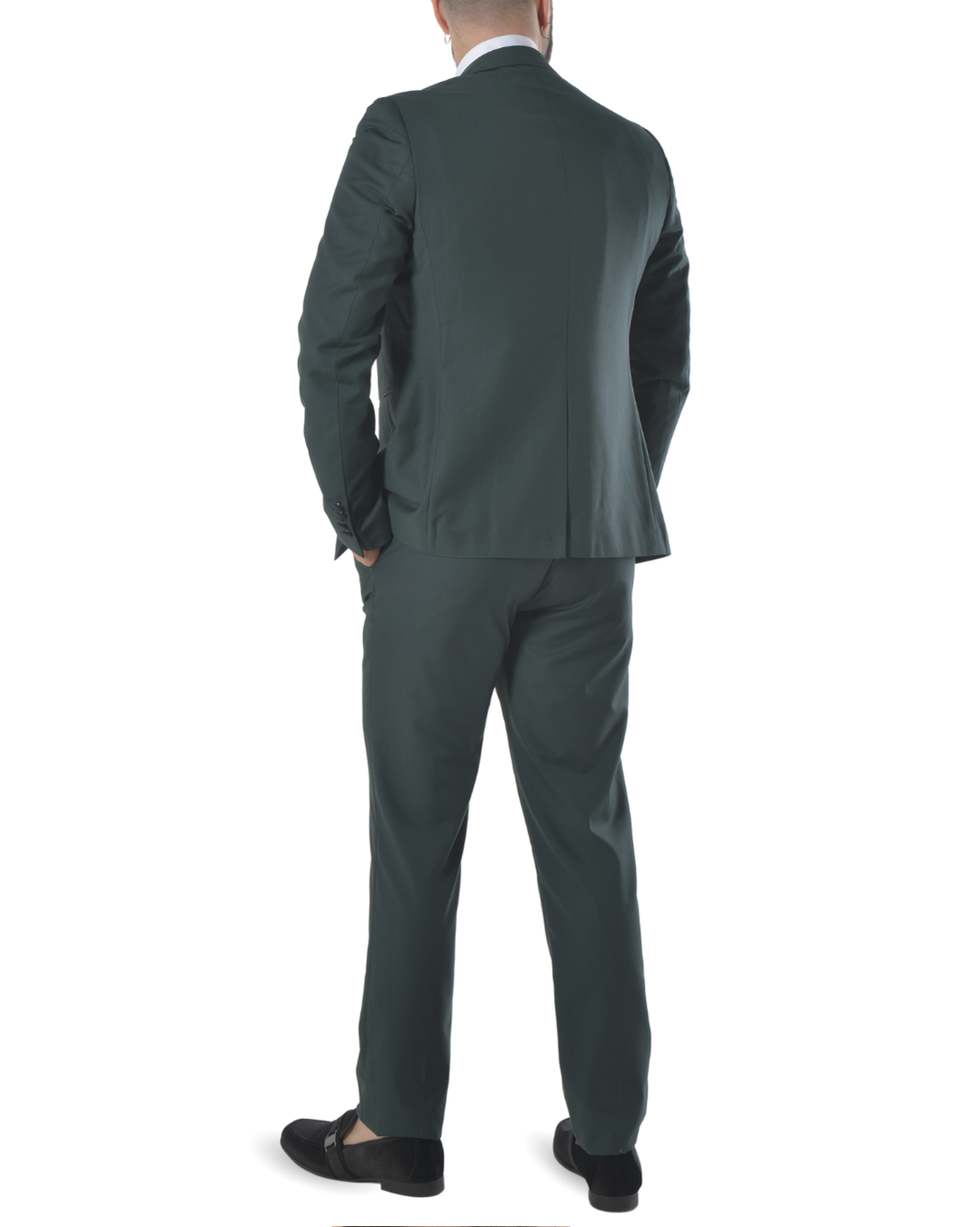 Abito completo elegante con gilet e cravattone art smoking verde scuro con petto a lancia