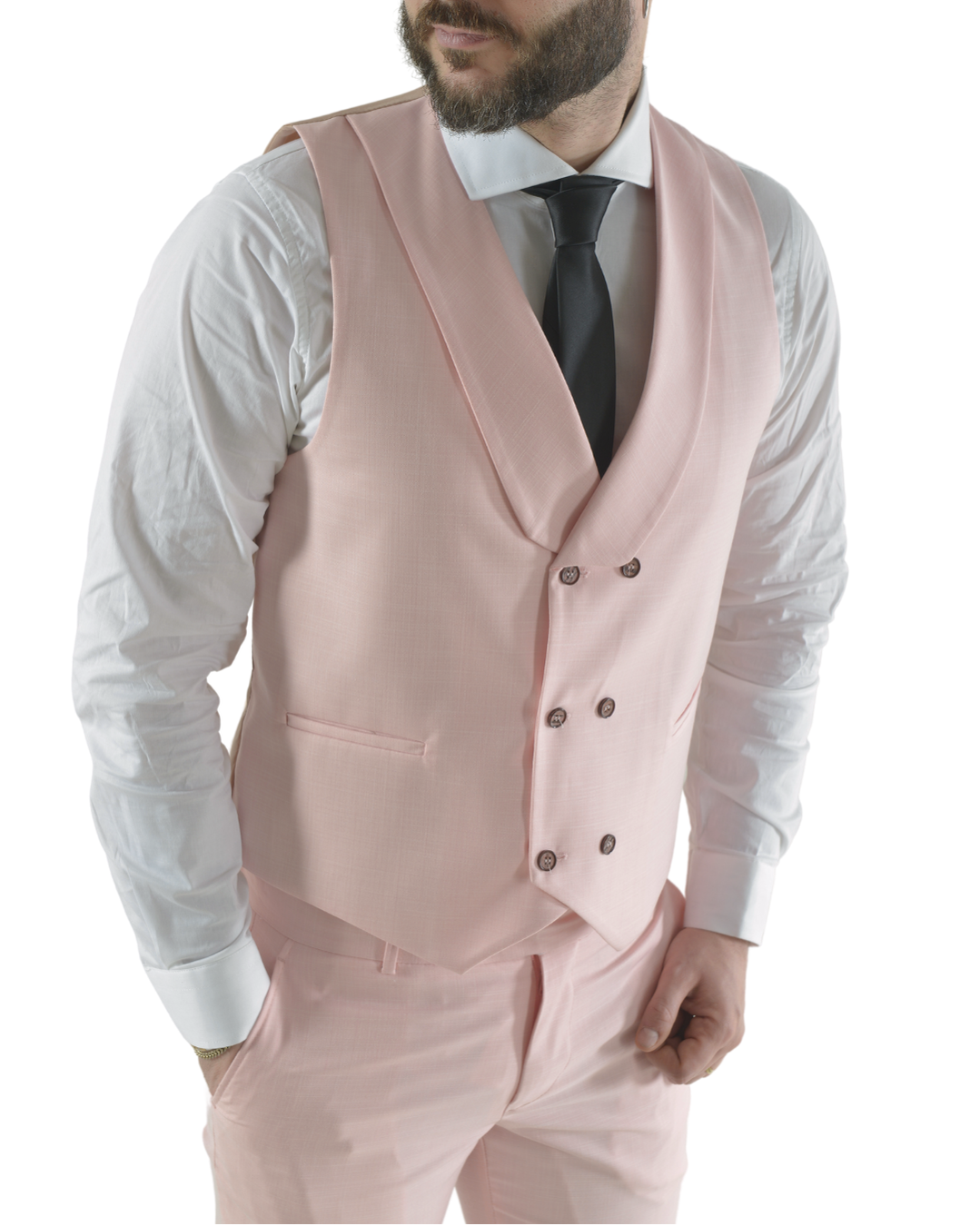 Abito completo elegante con gilet art brh805 rosa