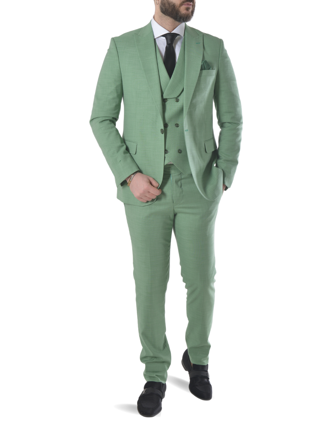 Abito completo elegante con gilet art brh805 verde chiaro