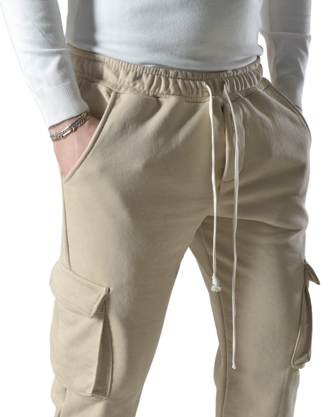 Pantalaccio tuta cargo in cotone art 026 beige
