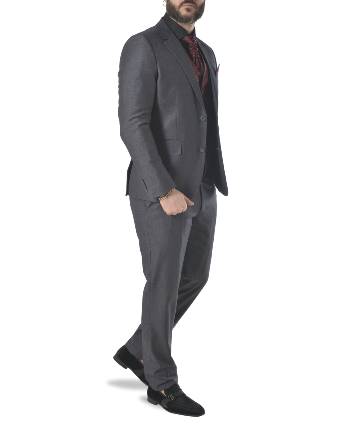 Abito completo elegante con gilet e cravattone art regular grigio scuro