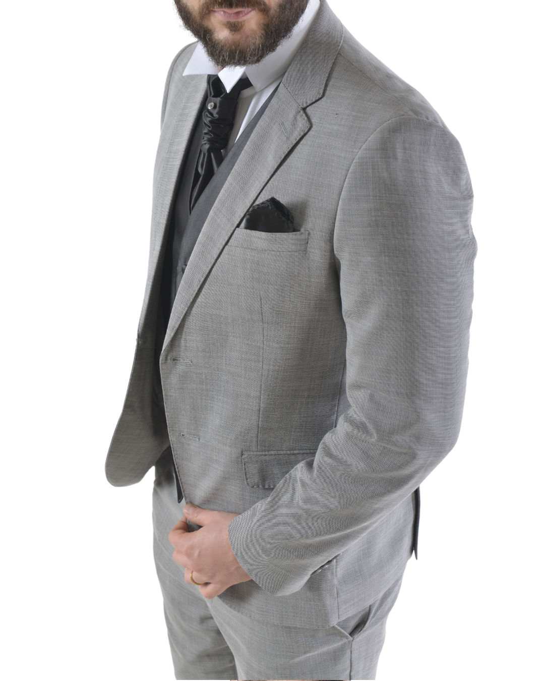 Abito completo elegante con gilet e cravattone art regular grigio fiammato