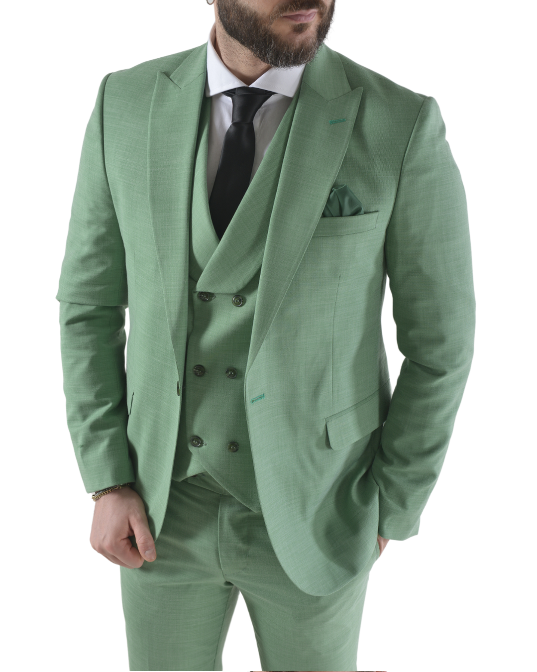 Abito completo elegante con gilet art brh805 verde chiaro