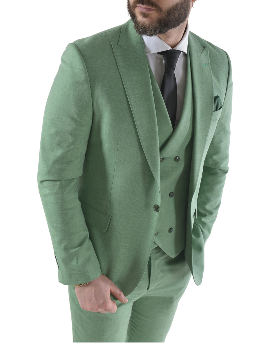 Abito completo elegante con gilet art brh805 verde chiaro