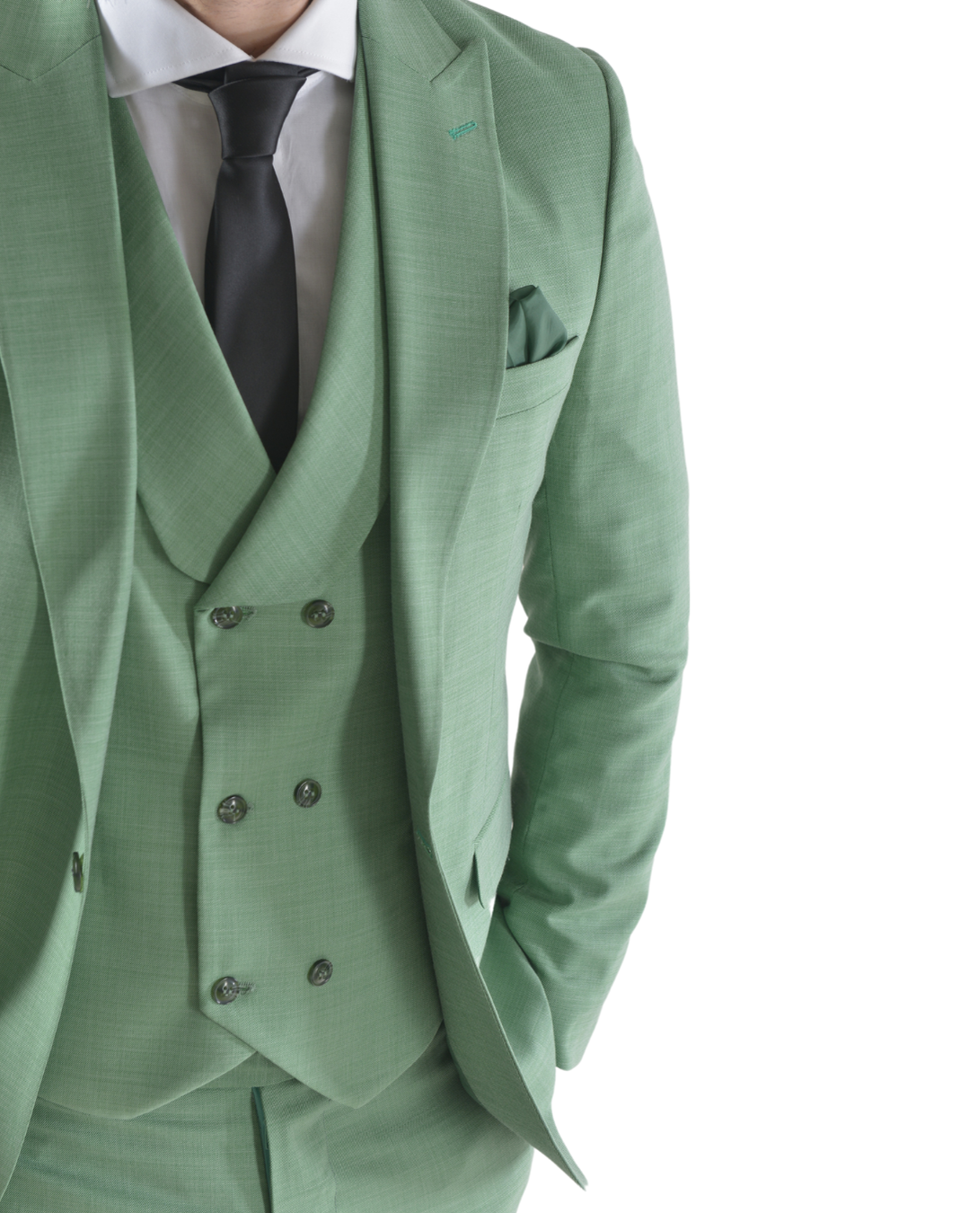 Abito completo elegante con gilet art brh805 verde chiaro