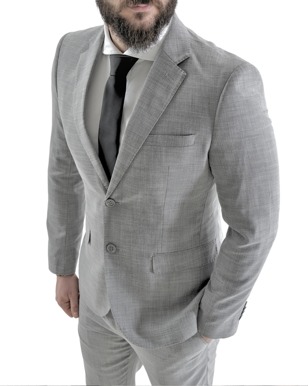 Abito completo giacca e pantalone regular grigio fiammato