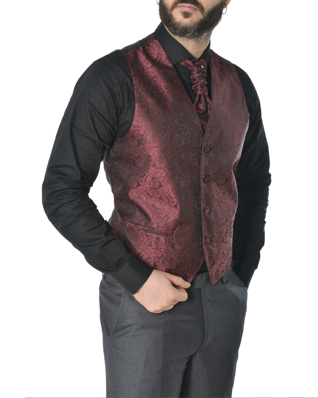 Abito completo elegante con gilet e cravattone art regular grigio scuro
