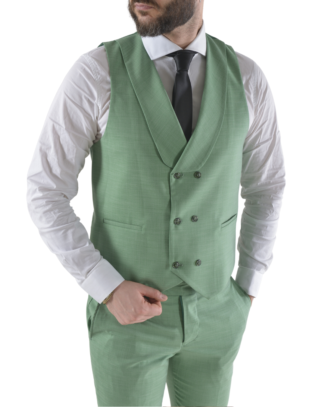 Abito completo elegante con gilet art brh805 verde chiaro