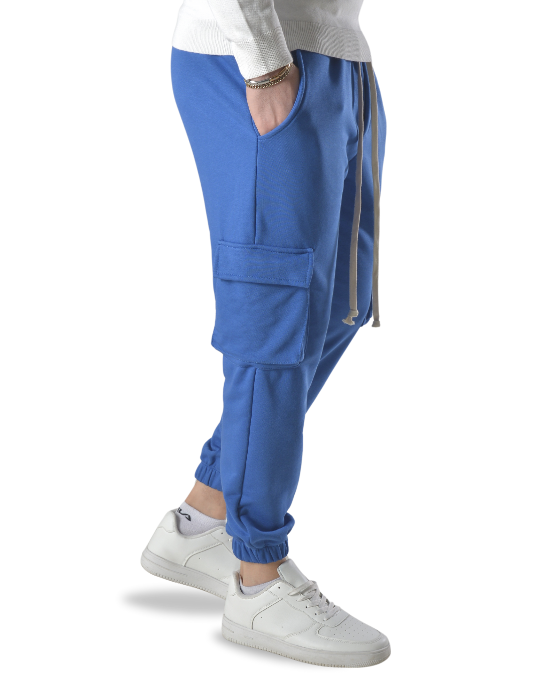 Pantalaccio tuta cargo in cotone art 026 azzurro elettrico
