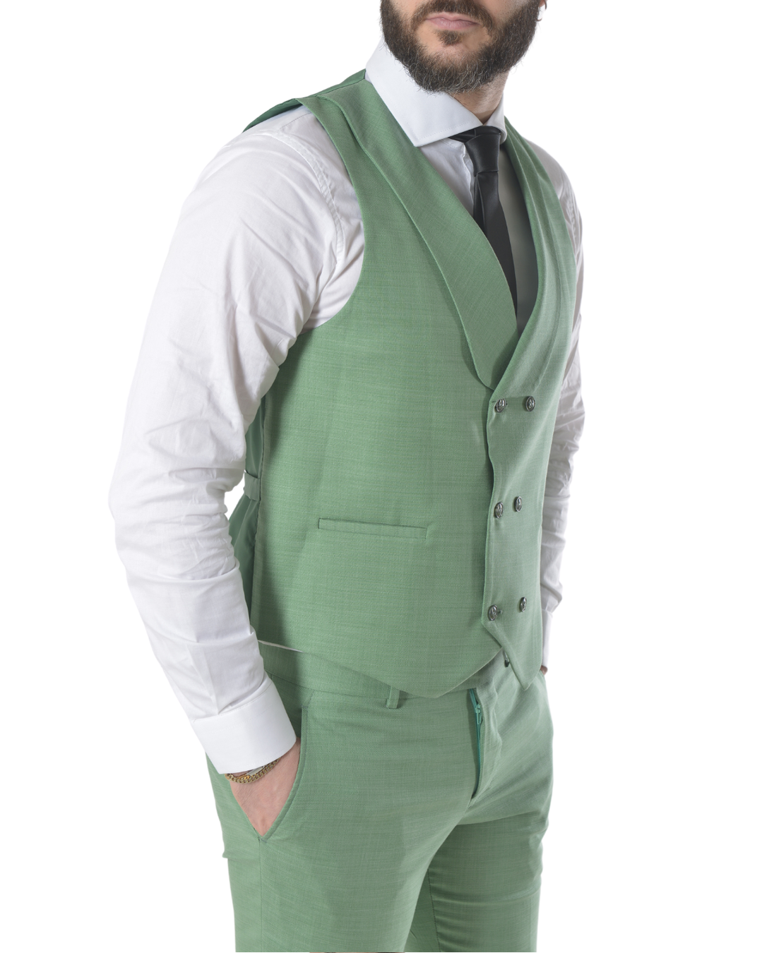 Abito completo elegante con gilet art brh805 verde chiaro