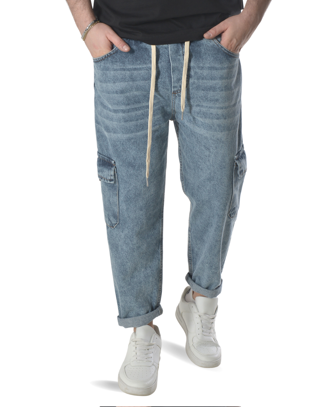 Jeans cargo art varenne loose fit denim scuro