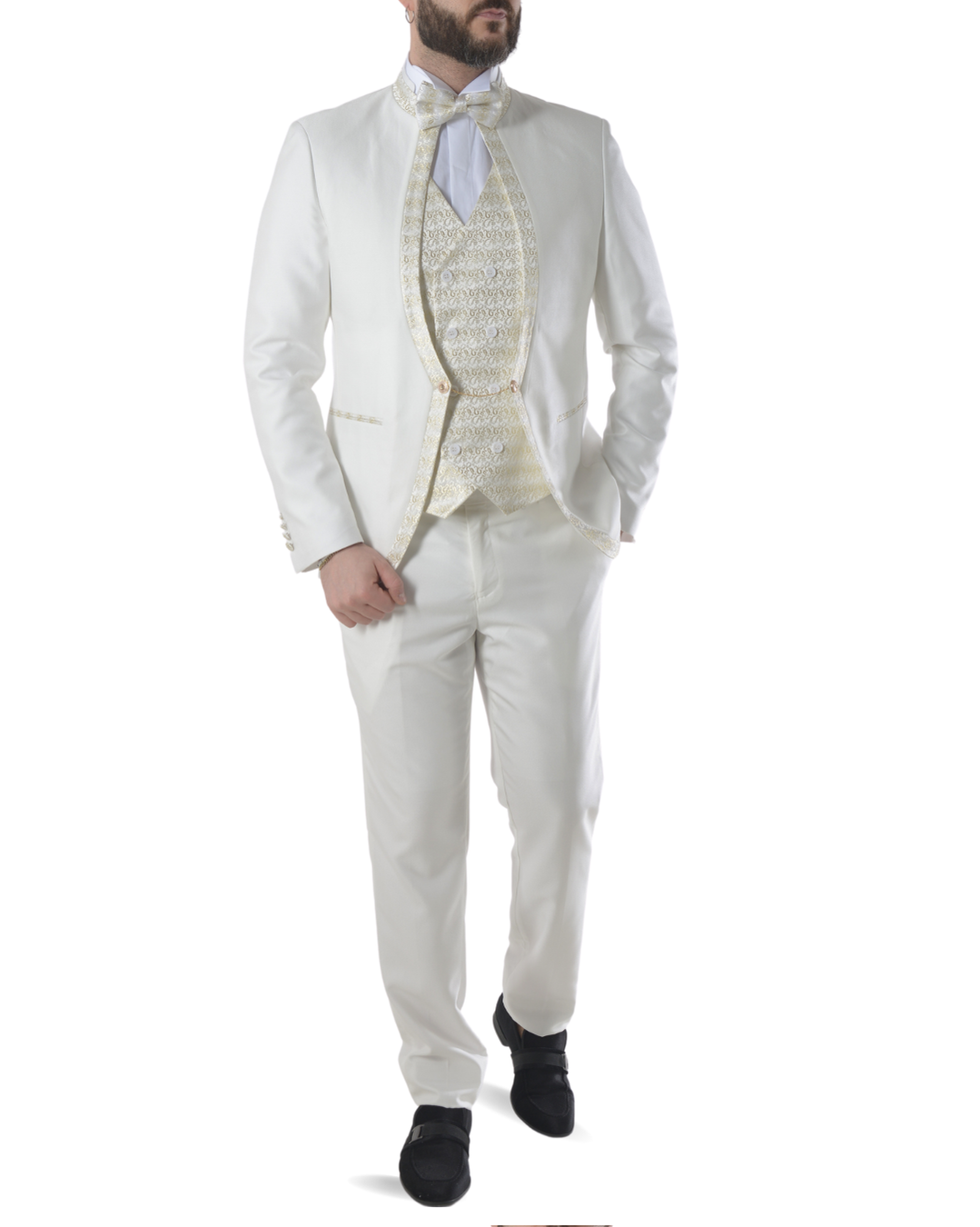 Abito completo elegante con gilet e papillon art imperial bianco